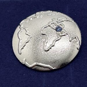 The Unity Jewel, Silver Half Globe Pin With Blue Stone